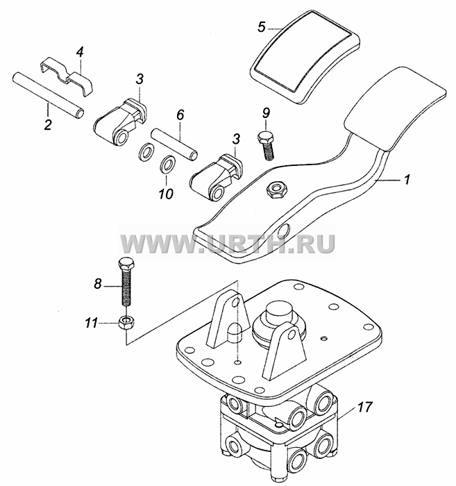 65115-3514108 Кран тормозной двухсекционный с педалью